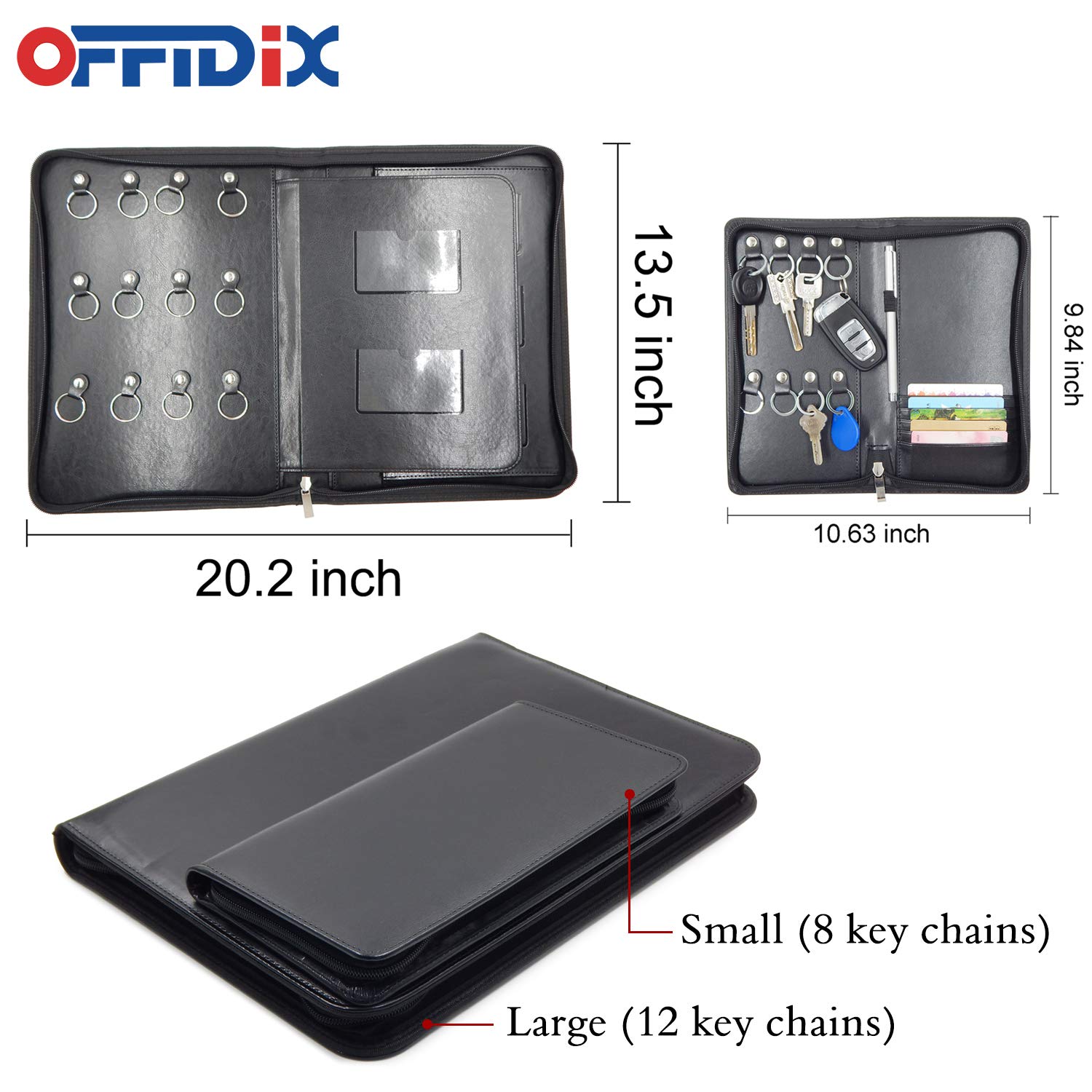 Amazon.com : Leather Zippered Key Case,Key Organizer 12-Key Hooks